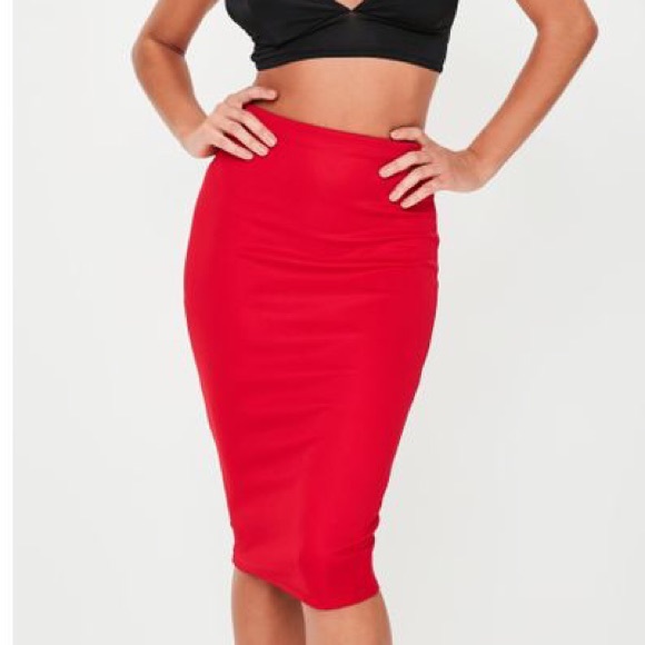 Missguided Dresses & Skirts - Red Scuba Midi Skirt